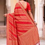Winsome Red Banarasi Khadi Silk Saree With Impressive Blouse Piece