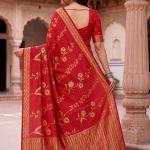 Exceptional Red Banarasi Khadi Silk Saree With Pleasant Blouse Piece