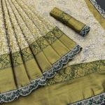 Desirable Beige Kanjivaram Silk Saree With Bewitching Blouse Piece