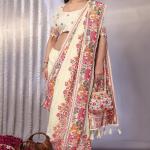 Gossamer Beige Pashmina Saree With Stylish Blouse Piece