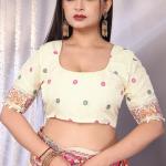 Gossamer Beige Pashmina Saree With Stylish Blouse Piece