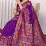 Pretty Purple Pashmina Saree With Nebula Blouse Piece