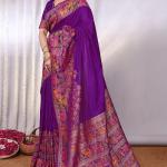 Pretty Purple Pashmina Saree With Nebula Blouse Piece