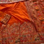 Diaphanous Orange Pashmina Saree With Lagniappe Blouse Piece