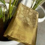 Engaging Golden Soft Tissue Silk Saree With Prodigal Blouse Piece
