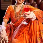 Fragrant Orange Pashmina Saree With Wonderful Blouse Piece