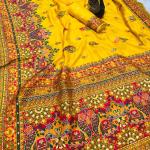 Ethereal Yellow Pashmina Saree With Innovative Blouse Piece