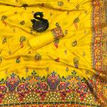 Ethereal Yellow Pashmina Saree With Innovative Blouse Piece