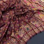 Posh Brown Pashmina Saree With Nebula Blouse Piece