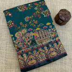 Sonorous Dark Green Pashmina Saree With Flaunt Blouse Piece