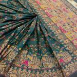 Sonorous Dark Green Pashmina Saree With Flaunt Blouse Piece