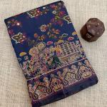 Proficient Navy Blue Pashmina Saree With Stunner Blouse Piece