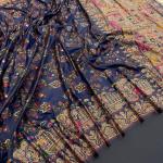 Proficient Navy Blue Pashmina Saree With Stunner Blouse Piece