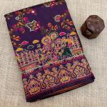 Proficient Purple Pashmina Saree With Sensational Blouse Piece