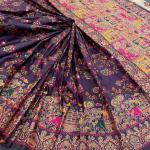Proficient Purple Pashmina Saree With Sensational Blouse Piece