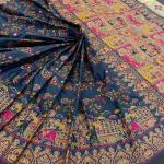 Exceptional Rama Pashmina Saree With Ravishing Blouse Piece