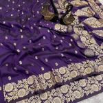 Scintilla Purple Soft Banarasi Silk Saree With Tempting Blouse Piece