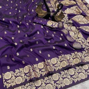 Scintilla Purple Soft Banarasi Silk Saree With Tempting Blouse Piece