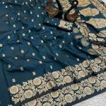 Enamoring Teal Blue Soft Banarasi Silk Saree With Desirable Blouse Piece