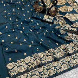 Enamoring Teal Blue Soft Banarasi Silk Saree With Desirable Blouse Piece