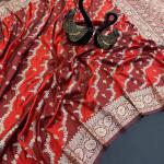 Marvellous Red Soft Banarasi Silk Saree With Evanescent Blouse Piece