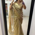Fancifull Golden Soft Tissue Silk Saree With Demesne Blouse Piece