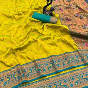 Impressive Mustard Paithani Silk Saree With Murmurous Blouse Piece