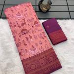 Deserving Pink Soft Banarasi Tissue Silk Saree With Precious Blouse Piece