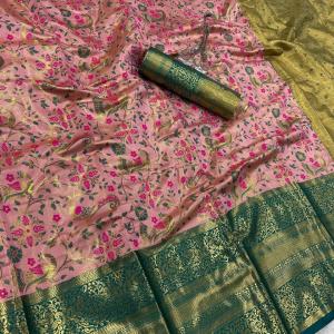 Imaginative Baby Pink Kanjivaram Silk Saree With Ravishing Blouse Piece