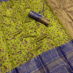 Seraphic Green Kanjivaram Silk Saree With Quixotic Blouse Piece