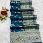 Snazzy Blue Soft Banarasi Silk Saree With Dazzling Blouse Piece