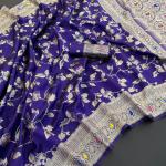 Woebegone Royal Blue Soft Banarasi Silk Saree With Demure Blouse Piece