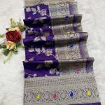 Majesty Royal Purple Soft Banarasi Silk Saree With Classy Blouse Piece