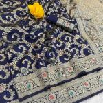 Resplendent Navy Blue Soft Banarasi Silk Saree With Scrumptious Blouse Piece