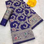 Winsome Royal Blue Soft Banarasi Silk Saree With Adorning Blouse Piece