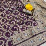 Seraglio Wine Soft Banarasi Silk Saree With Invaluable Blouse Piece
