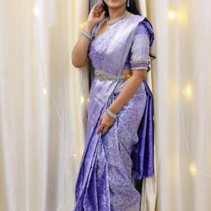 Desultory Lavender Soft Silk Saree With Majesty Blouse Piece