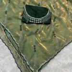 Ethnic Green Sequence Work Fandy Silk Saree With Glamorous Blouse Piece