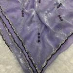 Stylish Lavender Sequence Work Fandy Silk Saree With Elegant Blouse Piece
