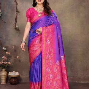 Staring Purple Soft Banarasi Silk Saree With Capricious Blouse Piece