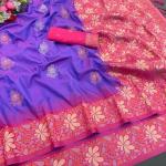Stylish Purple Soft Banarasi Silk Saree With Inimitable Blouse Piece