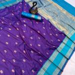 Enchanting Royal Purple Soft Banarasi Kathpadar Silk Saree With Girlish Blouse Piece
