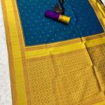Evocative Blue Soft Banarasi Silk Saree With Classy Blouse Piece