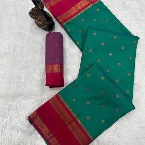 Exquisite Green Soft Banarasi Silk Saree With Amiable Blouse Piece