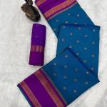 Sophisticated Teal Blue Soft Banarasi Silk Saree With Rhapsodic Blouse Piece