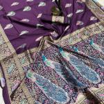 Opulent Purple Soft Banarasi Silk Saree With Ephemeral Blouse Piece