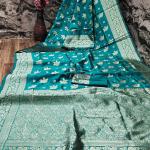 Supernal Rama Soft Silk Saree With Verdant Blouse Piece