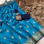 Stylish Firozi Soft Silk Saree With Fugacious Blouse Piece