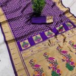 Pretty Royal Purple Paithani Silk Saree With Desiring Blouse Piece