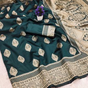 Inspiring Dark Green Soft Silk Saree With Allure Blouse Piece